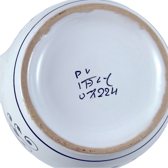 Peasant Village Ceramic Black & White Rooster Pitcher & Plate Set Made in Italy - Picture 7 of 11